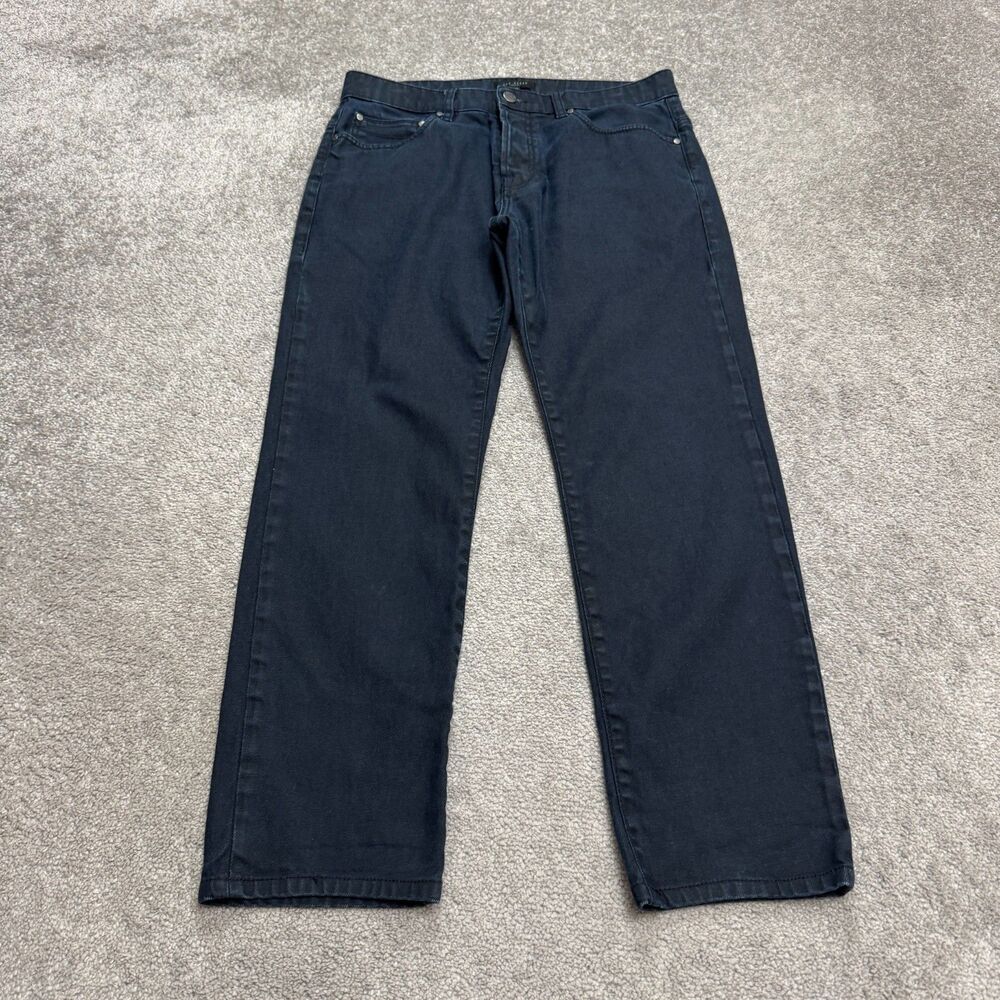 Ted Baker London Button Fly Straight Leg Denim Jeans Mens 32 Blue Dark Wash